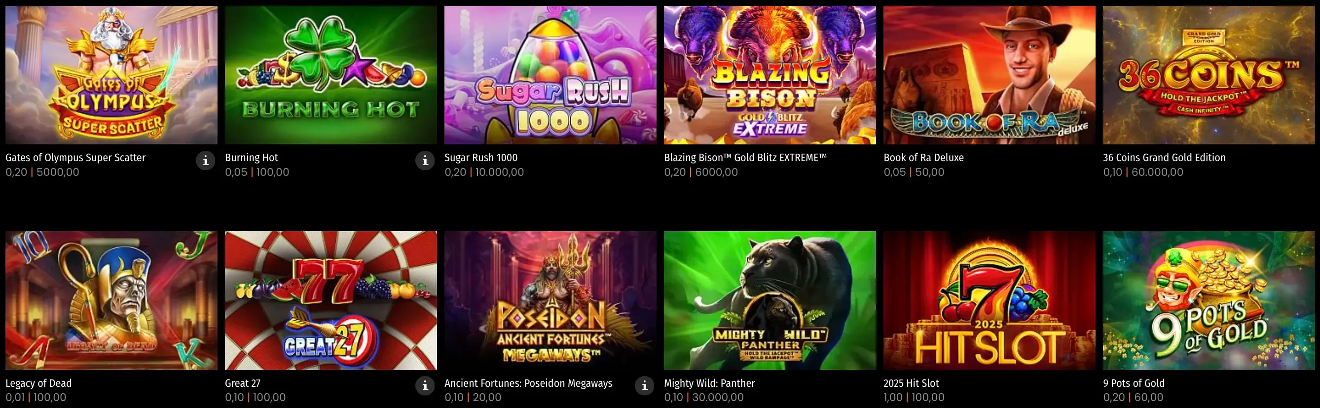 Aktuelle beliebte Spiele bei Casino777